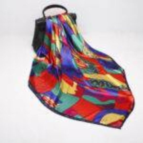 Vintage Picasso Silk Feel Vibrant Scarf 39Sq - Picture 1 of 6